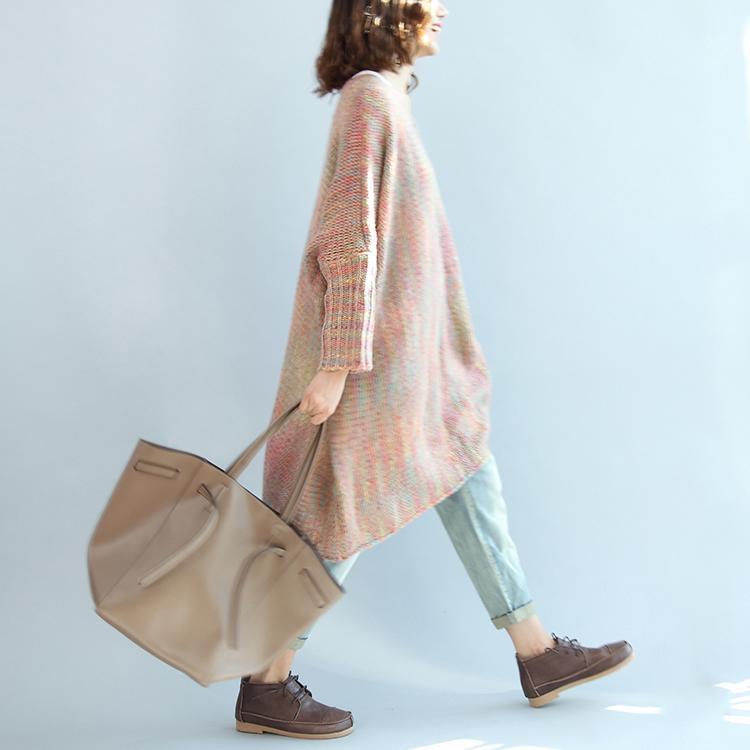 Light Pink Multi Sweater Dresses Woolen Warm Knitted Dresses