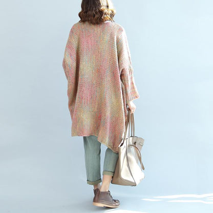 Light Pink Multi Sweater Dresses Woolen Warm Knitted Dresses