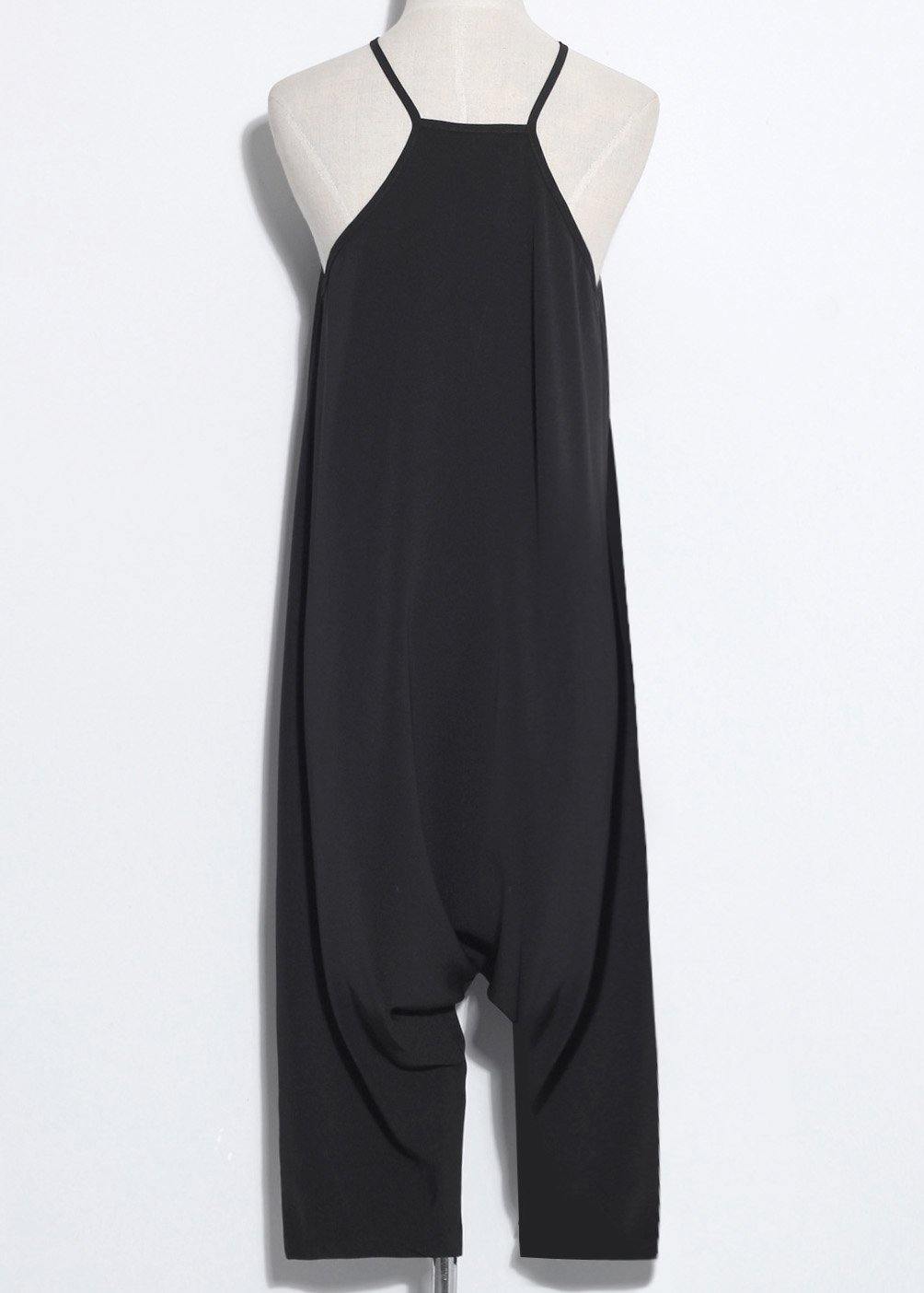 New Black High Waist Cotton Blended Pants Loose Jumpsuit Pants