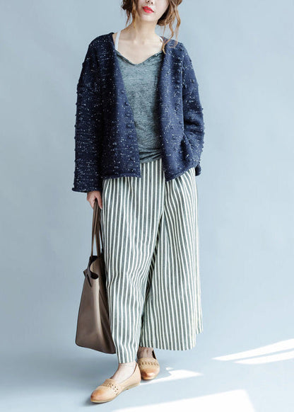 New Blue Asymmetric Design Cotton Knitted Cardigans Chunky Oversize Coats