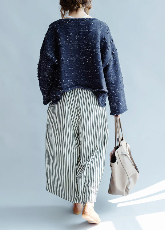 New Blue Asymmetric Design Cotton Knitted Cardigans Chunky Oversize Coats