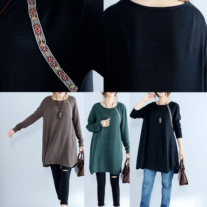 New Green Cozy Cotton Sweater Dress Oversize Knit Dresses