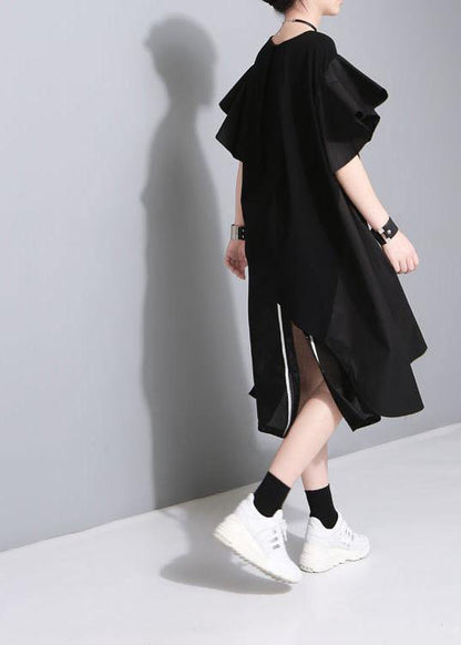 New Black Cotton Blended Skirts Side Open Skirts