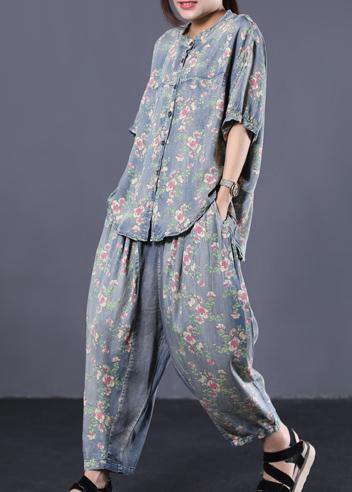 New Loose Small Cinched Tops Denim Two Pieces