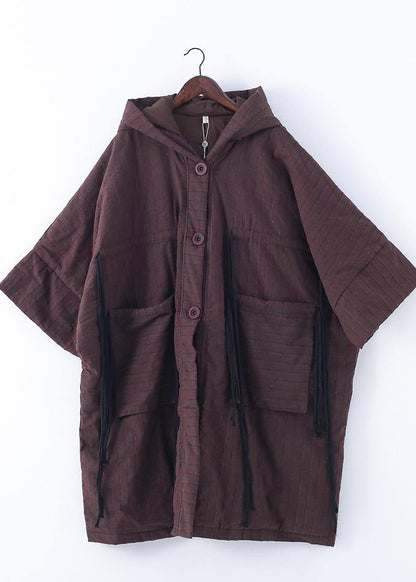 New Ribbon Big Pocket Hooded Cotton Coat Long Thick Padded Overcoat