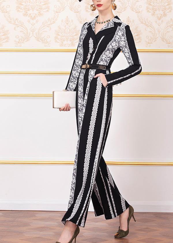 New Striped Jumpsuit Pants Wild Long Sleeve Jumpsuit