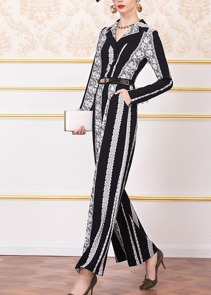 New Striped Jumpsuit Pants Wild Long Sleeve Jumpsuit