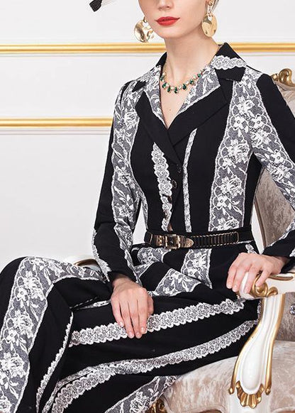 New Striped Jumpsuit Pants Wild Long Sleeve Jumpsuit