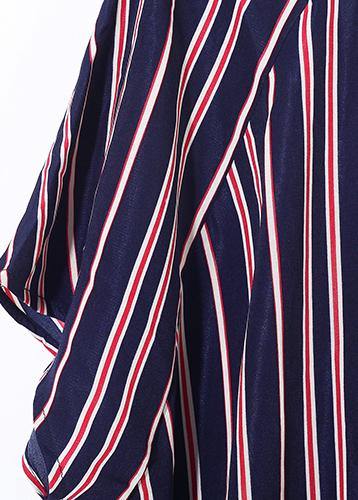 New Summer Stylish Red Blue Striped Batwing Sleeve Tops and Lantern Pants