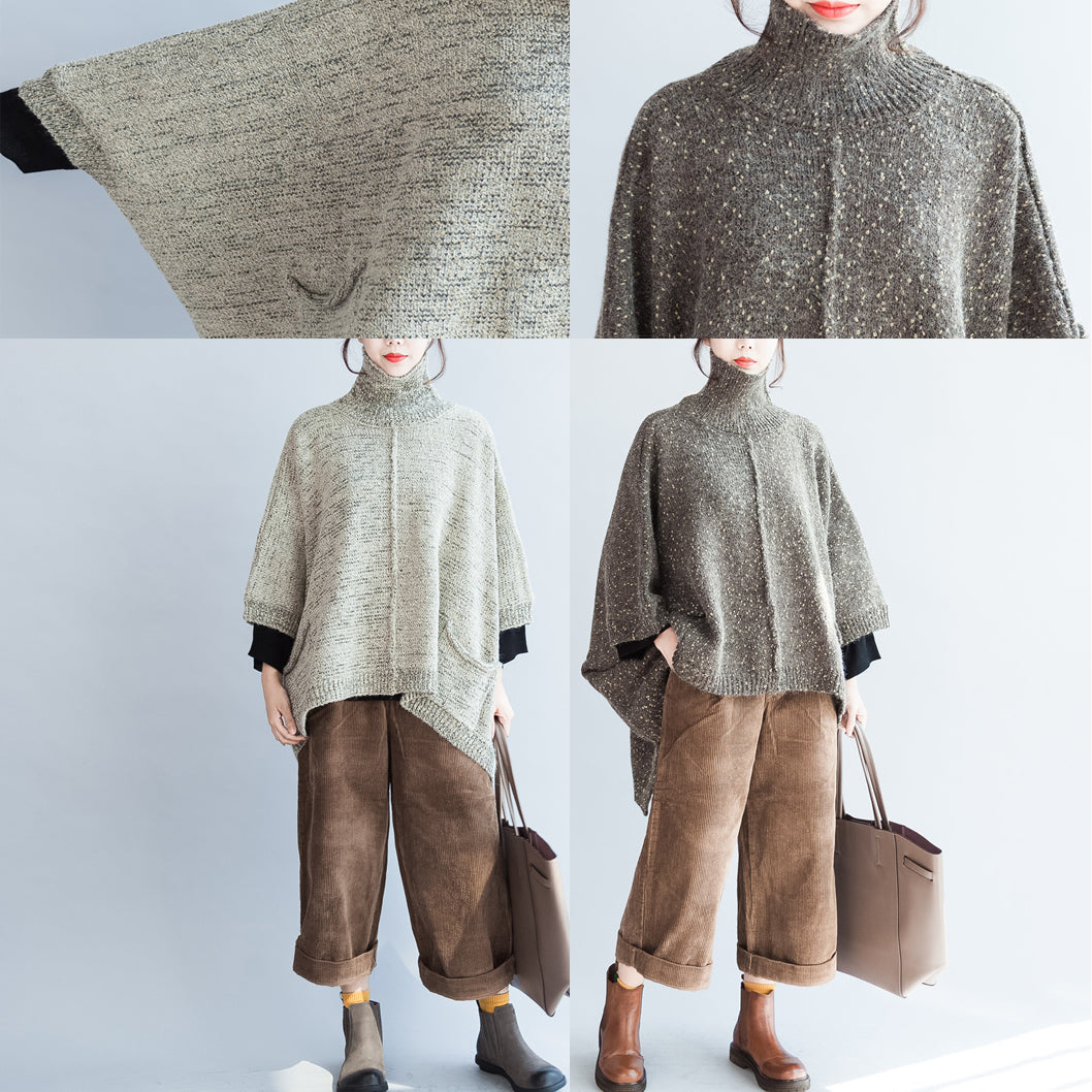 New Unique Cotton Pullover Sweaters High Neck Knit Tops