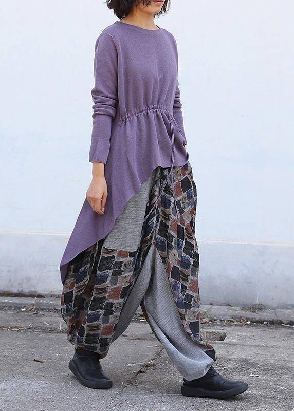 New Black Plaid Linen Lantern Pants Loose Patchwork Harem Pants