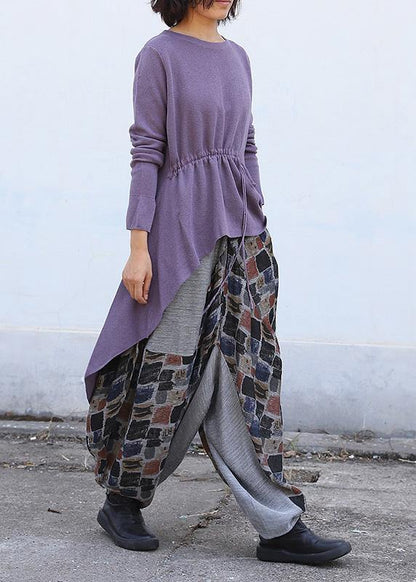 New Black Plaid Linen Lantern Pants Loose Patchwork Harem Pants