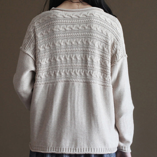 Nude Cotton Sweater Coats Loose Long Sleeve Cardigans Outwear