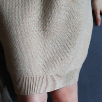 Nude Winter the Rabbit Wool Blended Knit Dresses Loose Patchwork Sweater Dress