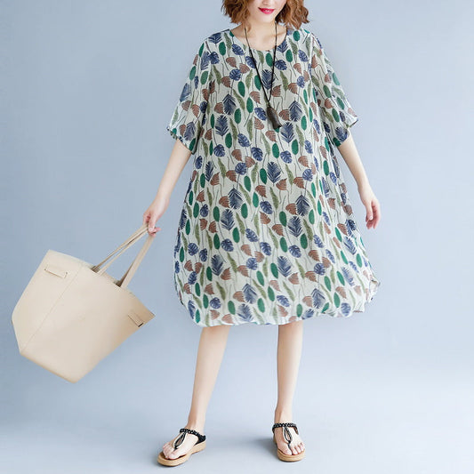 Original Designed Print Holiday Dress O Neck Short Sleeve Bridesmaid Dress Baggy Dresses Maxi Dresses