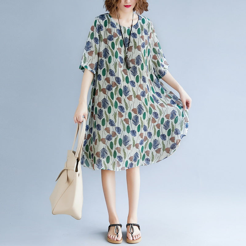 Original Designed Print Holiday Dress O Neck Short Sleeve Bridesmaid Dress Baggy Dresses Maxi Dresses
