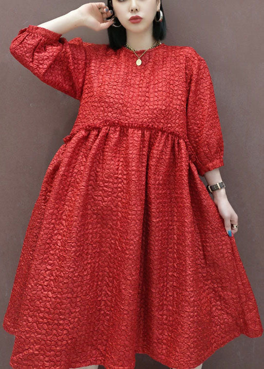 Red O-neck a Line Skirts Spring