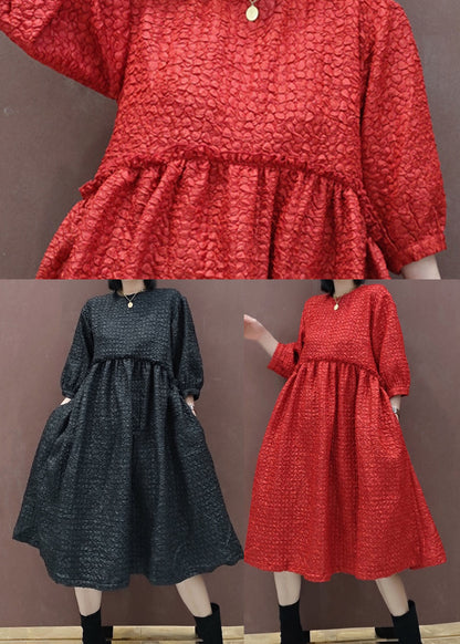 Red O-neck a Line Skirts Spring