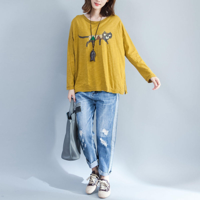 Cotton T Shirt Yellow Cozy Autumn Outfit