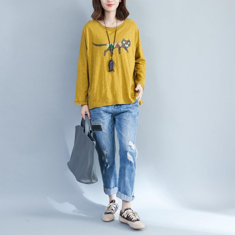 Cotton T Shirt Yellow Cozy Autumn Outfit