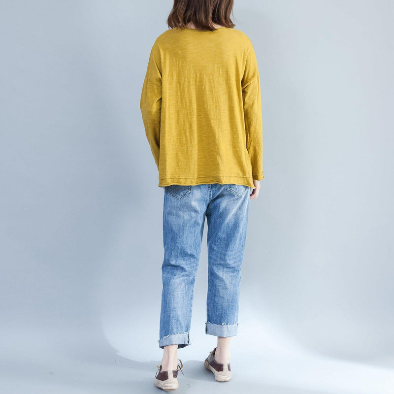 Cotton T Shirt Yellow Cozy Autumn Outfit