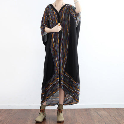 Print Sundress Flowy Chiffon Beach Dresses Oversize Caftans Gown