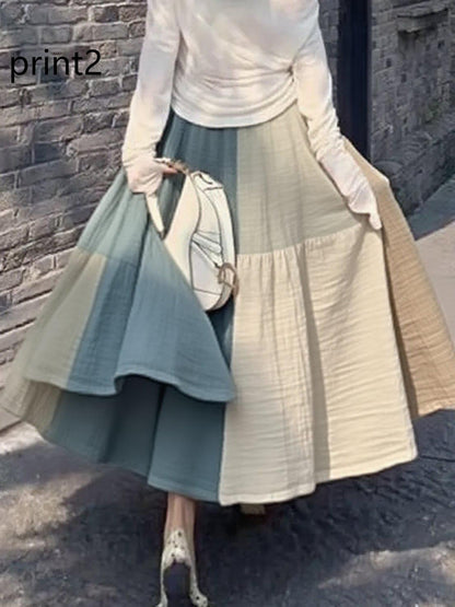 Print4 Wrinkled High Waist Tulle Skirt Spring