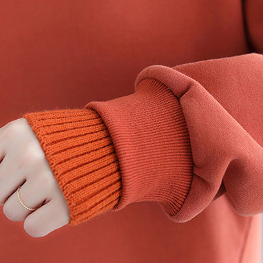 Red Warm False Two Pieces Sweater Knitted Blouses High Neck Winter Blouse