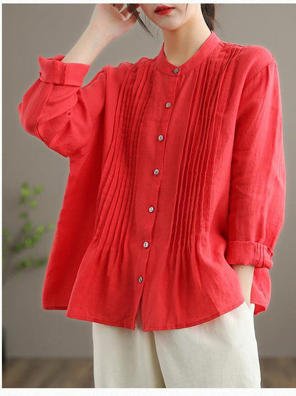 Organic White-bird Linen Shirt Tunics Women Ramie Blouse