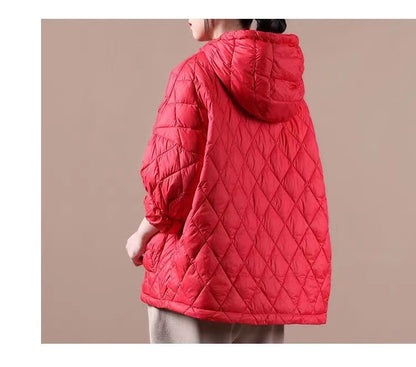 Clothing Down Jacket Hooded Red Pockets Goose Down Jacket