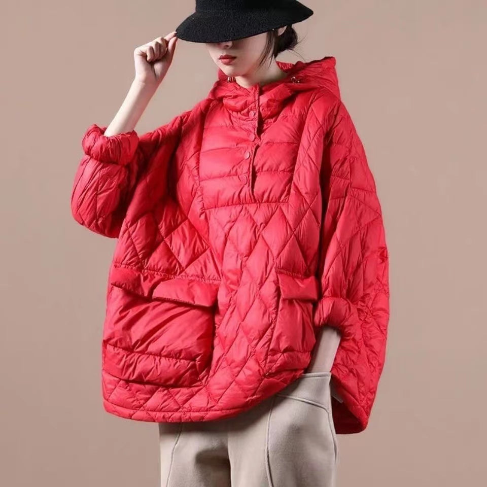 Literary Orange Hooded Pullover Short Puffers Jackets( + Limited Stock)