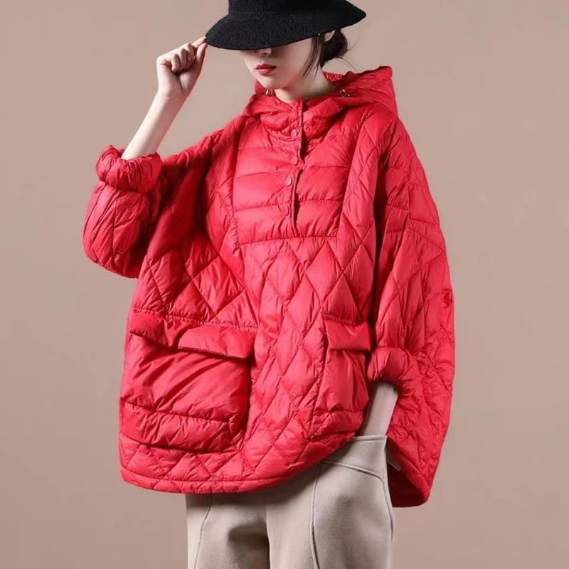 Clothing Down Jacket Hooded Red Pockets Goose Down Jacket