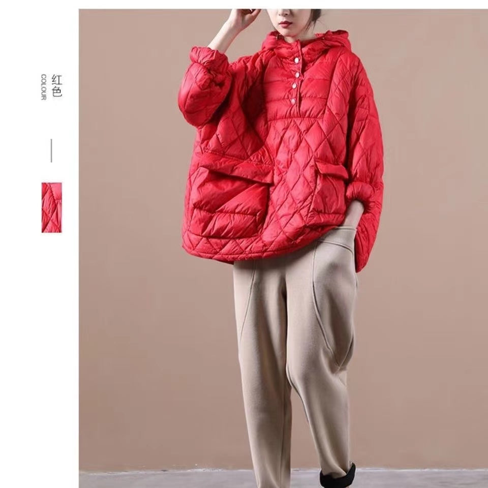 Literary Orange Hooded Pullover Short Puffers Jackets( + Limited Stock)