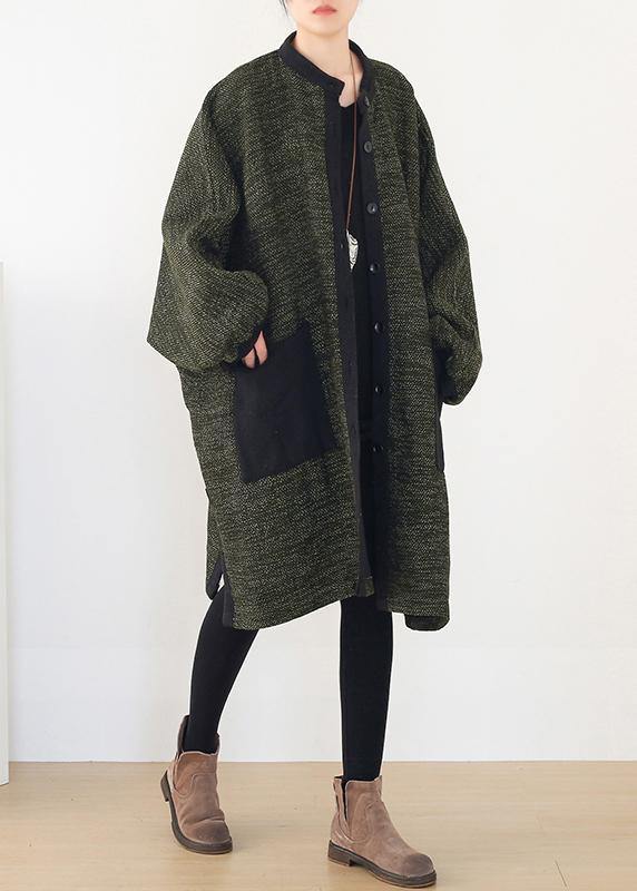 Spring Army Green Knit Cardigans Spring O Neck Knitted Coat