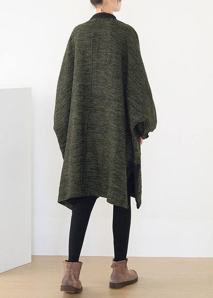 Spring Army Green Knit Cardigans Spring O Neck Knitted Coat
