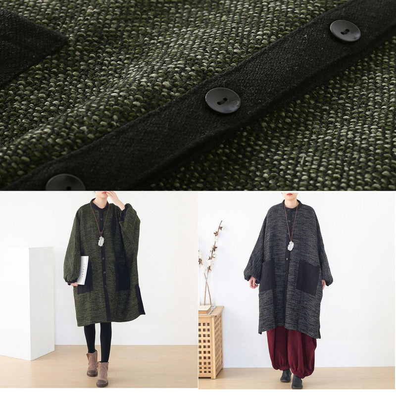 Spring Army Green Knit Cardigans Spring O Neck Knitted Coat