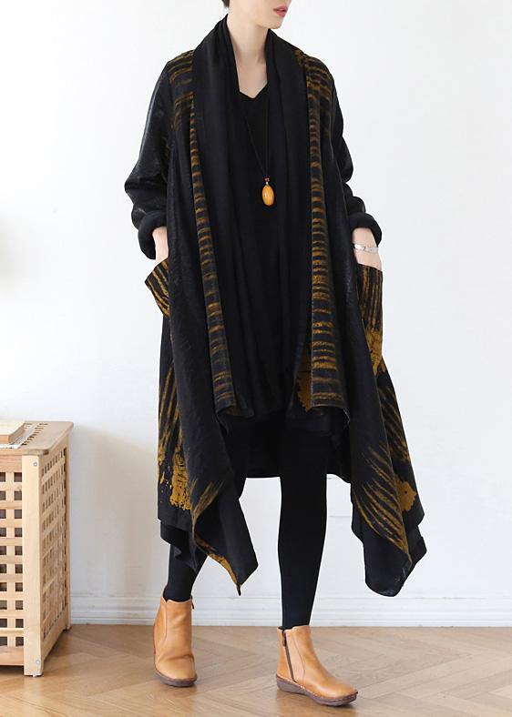 Spring Coat Yellow Print Asymmetric Coats