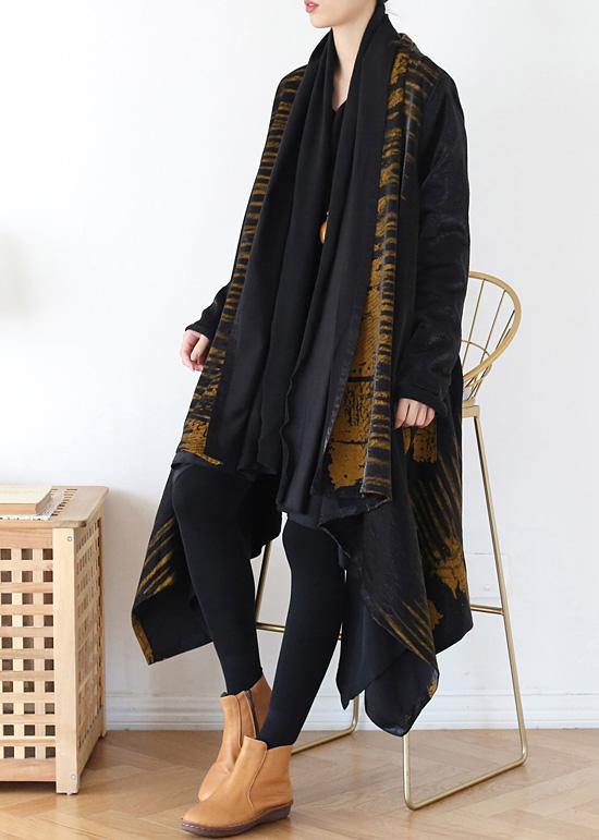 Spring Coat Yellow Print Asymmetric Coats