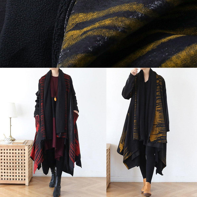 Spring Coat Yellow Print Asymmetric Coats