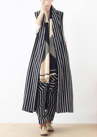 Spring Sleeveless Cardigans and Pant Red Striped Two Pieces