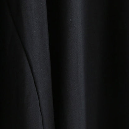 Stylish Black Cotton Blended Side Open Dresses O Neck Pockets New Long Sleeve Asymmetric Baggy Dresses
