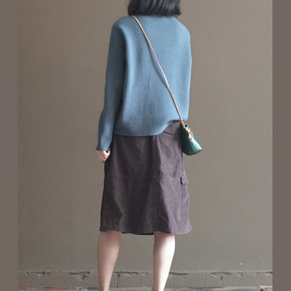 Stylish Gray Blue Winter Sweater Fall Pullover Fine Thick Warm Winter Pullover