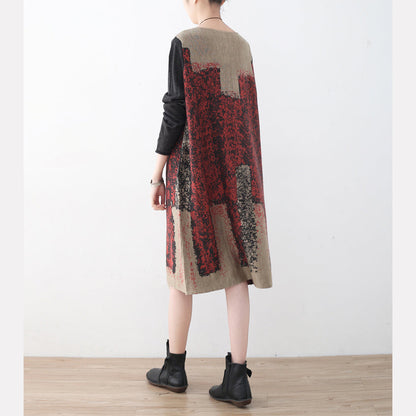 Stylish Khaki Knit Dress Patchwork Sweater Fine Asymmetrical Sweater