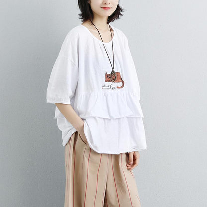 Stylish Summer T Shirt Clothing Loose Single Breasted Polo Collar Beige Shirt