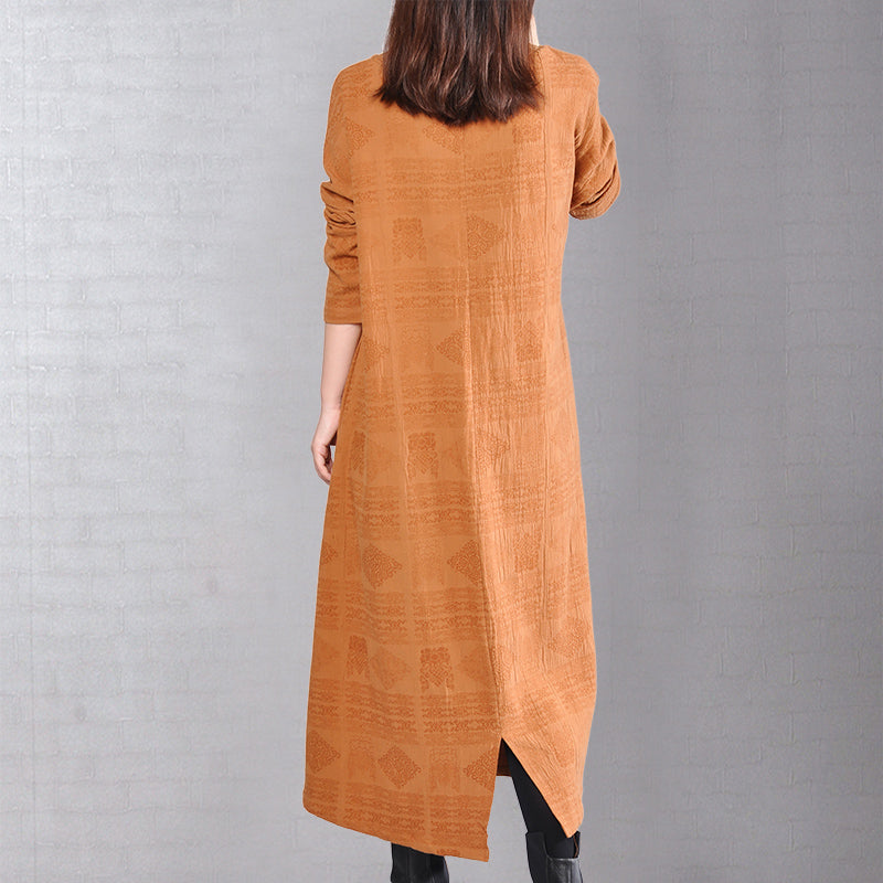 Stylish Yellow Linen Knee Dress Linen Clothing Dress 2018back Side Open V Neck Linen Clothing Dress