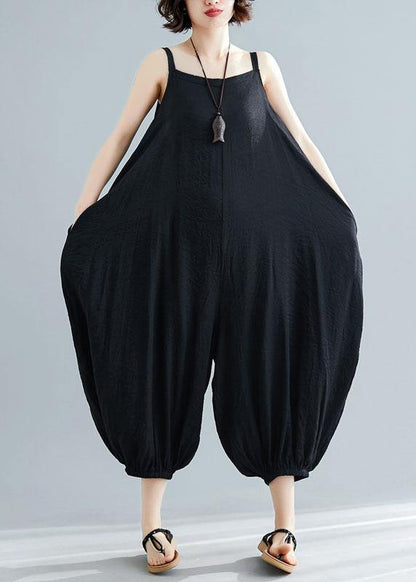 Summer New Cotton Jumpsuit Pants High Waist Carpenter Crop Pants