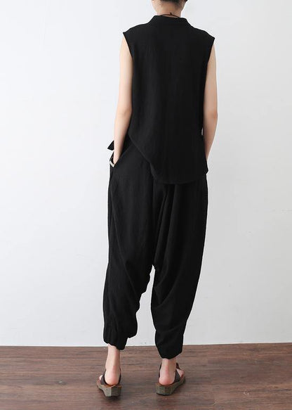 Summer New Sleeveless Pullover Tops With Elastic Waist Pants