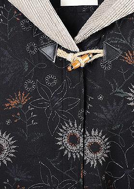 Thick Oversize Jackets & Coats Patchwork Hooded Overcoat Black Printsthick Outfit