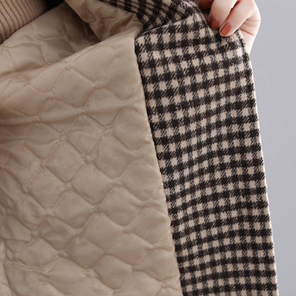 Thick Plaid Parkas Hooded Warm Winter Coat Long Sleeve Winter Coats