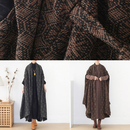 Jackets & Coats Cloak Coatgrayv Neck Woolen Outwear
